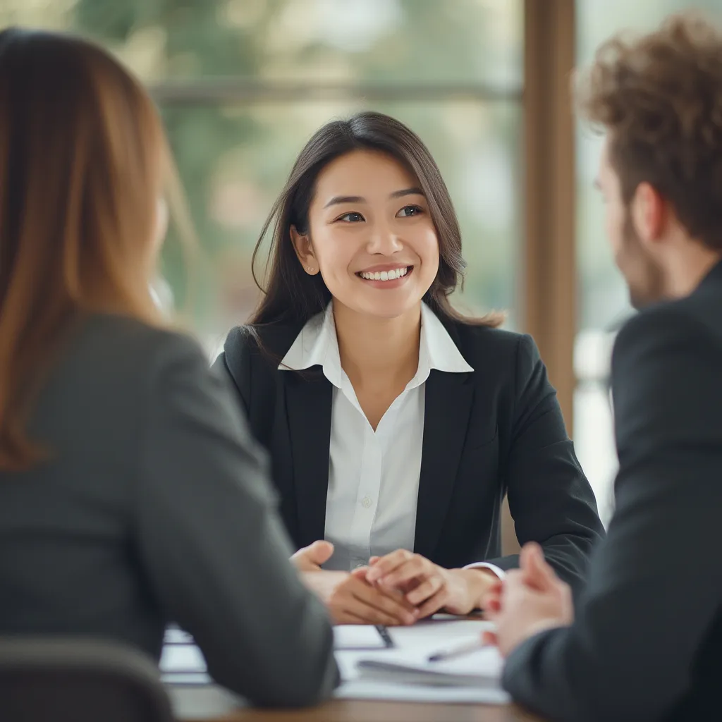 Consultant advising client in a modern office